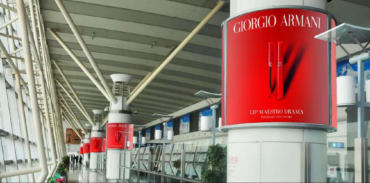 拉萨贡嘎机场混流区包柱灯箱套装广告